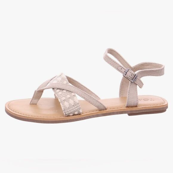 Toms Lexie Novelty Tribal Beige/White Canvas Sandal. Sz 7.5 Excellent Condition! - Picture 2 of 12